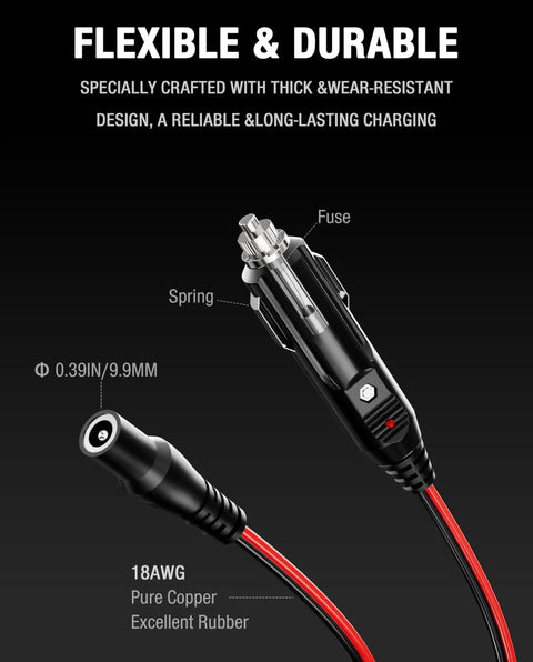 Heavy Duty 56W 14V DC Car Charger Adapter For NOCO Genius Boost Jump Starters with durable design and flexible cables.