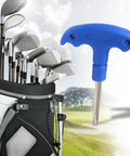 Golf Wrench Driver Tool T25 for Head Adjustment and Shaft Adapter, Pro Grade Accessory beside golf clubs and bag on course