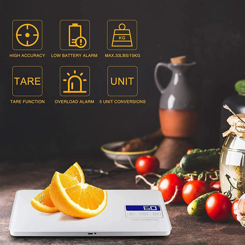 Precision Kitchen Scale For Home Cooks Waterproof Rechargeable Digital Food Scale 33Lb Capacity with citrus display