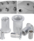 Aluminum Rivet Nuts Set With Flat Head And Anti Rust Finish, Threaded Rivnut Inserts Kit for panels