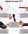 Steps to apply DIY Friendly Self Fusing Silicone Tape Rescue Tape on a leaking pipe, showing wrapping and pressing methods.