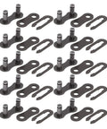 Beefy Heavy Duty Bike Chain Master Link 10 Pack Solid Steel Connector For Road And Mountain Cycles arranged in rows.
