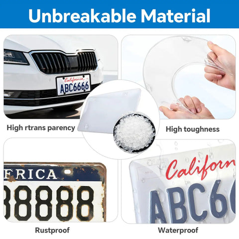 2 Pack Clear License Plate Covers For Front And Rear With Frames And Screw Caps Built Tough Rustproof Unbreakable Weatherproof