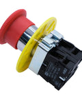 Side view of 2NC 22mm Red Emergency Stop Push Button Switch Latching E Stop Red Mushroom Style With 40mm Button Diameter