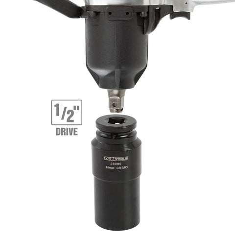 Heavy Duty 19mm Crank Bolt Socket For Harmonic Balancer Removal with 1/2 inch drive impact wrench setup
