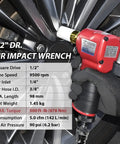 1/2 Inch Mini Air Impact Wrench With Twin Hammer For One Hand Operation, Lightweight Vacuum Uptake Design in use on car wheel