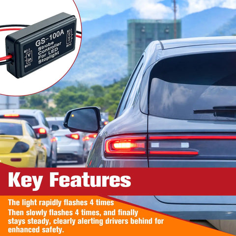 LED Brake Light Flasher Module For 12V-24V Vehicles red sealed GS-100A inline strobe controller for rear brake lights