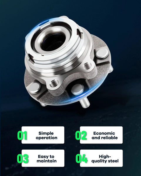 Front view of wheel hub assembly with bolts for Nissan Maxima, Murano, Altima 2007-2015; made of high-quality steel