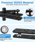 Beefy Hidden Door Hinge Pivot Kit 570 Lbs Heavy Duty Invisible Door Hardware for Secret Rooms and Concealed Bookcases Stainless Steel 304 Construction 360 Degree Swing System with Smooth Quiet Operation, illustrating premium 304SS material and adjustable design.