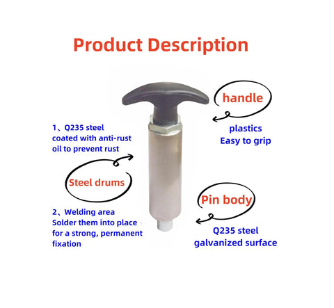 Heavy Duty Half Inch Steel Spring Loaded Pull Pin With Three Inch Extended Welded Barrel And Grippy T Lever For Quick Release Machinery Locking And No Sweat Side Load Support One Unit with Q235 steel handle.