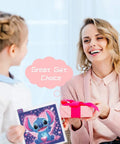 Child gifting a Starter Friendly Diamond Art Painting Kit to a smiling woman, showcasing a 6x6 inch cute heart cartoon design.