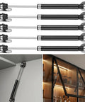 Ten Piece Set Of Heavy Duty 10 Inch Gas Struts For Cabinet Doors And Storage Boxes featuring black pneumatic lift rods.