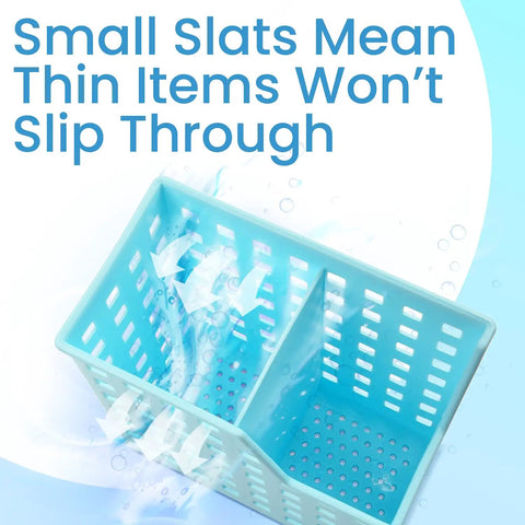 Straw And Chopstick Dishwasher Basket For Top Rack Storage, No Fuss Drying, Secure Clean Flow, blue basket with two compartments