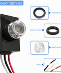 Three Pack Outdoor Photocell Sensor For Dusk To Dawn Lighting No Fuss 120 277V Photoelectric Switch Hardwired Post Light Sensor, waterproof ring