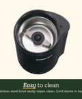 One Touch Control Coffee Grinder With Stainless Steel Blades And Bowl 2.5 Oz 70 G Capacity For Up To 12 Cups On Off Switch With Safety Interlock
