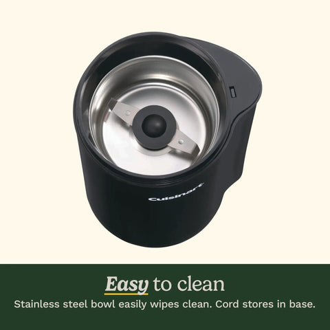 One Touch Control Coffee Grinder With Stainless Steel Blades And Bowl 2.5 Oz 70 G Capacity For Up To 12 Cups On Off Switch With Safety Interlock