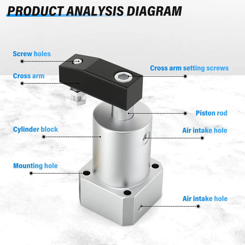 Product analysis diagram of Left Turn Rotary Pneumatic Cylinder, 20mm Bore, 90 Degree Turn, Aluminum Alloy Body, M5 Port, 0-1.5 MPa