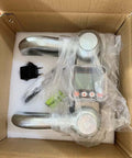 5 Ton Tension Dynamometer Force Gauge With Wireless Remote For Cable And Rope Pull Or Push Heavy Duty Crane Hanging Digital Scale Up To 11000 Lbs Maximum Load And 10000 Lbs Readout Range Tare Zero Peak Hold And Accumulating Readouts. Boxed silver metal digital crane scale with shackles, remote, charger