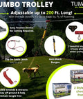 Xtreme Trolley Anti Shock Aerial Dog Runner with heavy duty pulley, backyard zipline kit for dogs, shown in various components.