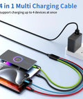 4 in 1 Multi Charging Cable for Car and Travel On The Go 2 Pack 5Ft Nylon Braided USB C USB A Micro Cables charging multiple devices