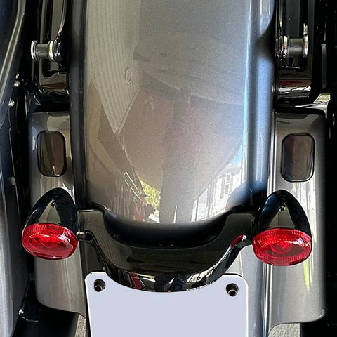 Close-up of rear fender with Antenna Hole Cover Plug For Harley Touring Bikes Road Glide Street Glide 2006 To 2023 Fits 2010 To 2023 Road Glide Slick Seamless Look After Antenna Removal Easy Install.