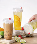 500 Pcs White Leak-Proof Cup Lid Liners, Round Sealing Paper Pads, Waterproof Spill-Proof Paper for Plastic Cups, Milk Tea Coffee Beverage Cups, Heat and Cold Resistant, 5.1 Inch Film Seal Pads on sealed drink cups