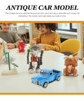 Pickup Truck Figurine Vintage Alloy Car Model Toy Sky Blue Retro Ornament For Christmas Table Centerpiece And New Year Decor Perfect Birthday Party Decor That Pops, shown on a table with kids playing.