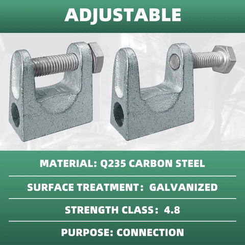 Heavy Duty Zinc Plated Steel Beam Clamp 1 Inch Jaw Opening Fits 1/2 Inch Threaded Rod 8 Pack Rust Resistant Tough As Nails Support Bracket Mounting Kit For Pipe Conduit adjustable Q235 carbon steel connection piece