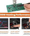 Compact Entry Level Hot Air Rework Station Kit With Integrated Design, showing 700W heating performance and PID control.