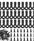 Set of 100 black metal picture frame turn-button fasteners with screws for hanging photos