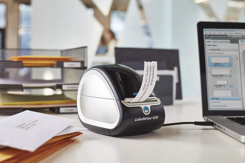No Sweat Direct Thermal Label Printer With Zero Ink Hassles for fast labels in a busy office setting with documents.