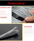 Close-up of 8.6 Ft 304 Stainless Steel Safety Garage Door Cable Set For 7 Ft Torsion Spring Doors with rust resistant silver finish