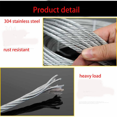 Close-up of 8.6 Ft 304 Stainless Steel Safety Garage Door Cable Set For 7 Ft Torsion Spring Doors with rust resistant silver finish