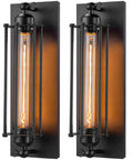 Industrial Black Wall Sconces Set of 2, Vintage Style Bar Lights with E26 E27 Base, UL Listed, Antique Look for Decor