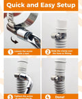 100 Pc Hose Clamp Kit With 304 Stainless Steel Worm Gear Clamps setup process from loosening to securing on hose.