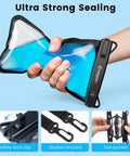 IPX8 Waterproof Pouch 2 Pack With Lanyard Double Window Dry Bag showing strong sealing and safety lock clip