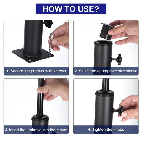 Two Pack Patio Umbrella Base Stand Kit With 2.16 Inch Tube Deck Mount Bracket Adjustable Sleeves For 1.25 Inch 1.5 Inch And 1.9 Inch Poles For Outdoor