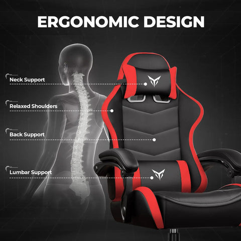 Ergonomic High Back Gaming Chair With Height Adjustable Recline 300 Lbs Capacity Linkage Armrests Lumbar Support Built For Long Sessions