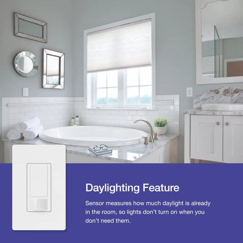 Bathroom with Motion Sensor Light Switch For Indoor Use No Brainer Auto On Auto Off Occupancy Vacancy Sensor Single Pole.