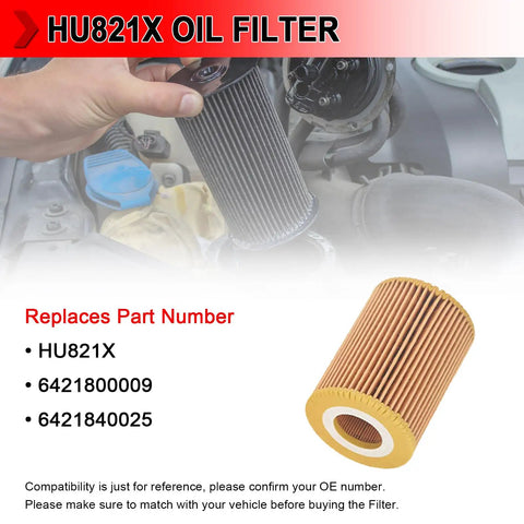 Oil Filter With Drain Gasket That Fits Mercedes Benz Freightliner Jeep Dodge Vehicles Including E350 GL350 ML350 R320 R350 S350 Replaces 6421800009 Pack Of 8 shown with part numbers