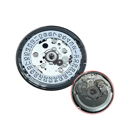 NH34 Compatible Automatic Mechanical Movement Kit With 24 Hour Hands And 3.0 Date, Japanese Parts, steel tool for NH34A watch
