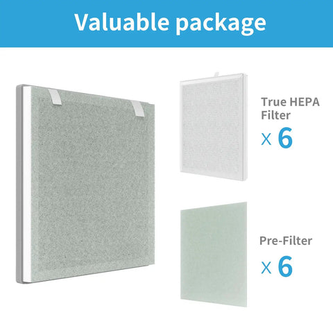 Replacement Filter Set For Levoit Vital 100 And VAVA VA-EE004 Air Purifiers No-Brainer All-In-One 3-In-1 Filters Plus 6 Extra Pre-Filters