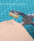 Angled Leather Hole Punch Pliers With Double Lever, High Hardness Stainless Steel in use on leather for DIY crafting