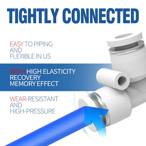 Blue PU Air Hose Three Eighths Inch Outer Diameter, One Quarter Inch Inner Diameter, 32.8 Feet Long For Air Lines Or Fluid Transfer