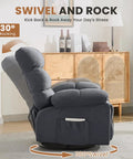 Side view of black 360 Degree Swivel Rocker Recliner For Adults Comfy Space Saving Manual Glider Chair in living room