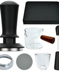 7 Piece 51mm Espresso Accessories Kit With Spring Loaded Calibrated Tamper WDT Tool Dosing Funnel 75ml Dosing Cup Double Walled Cup