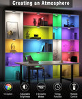 Color Changing LED Puck Lights With Remote, 6 Pack Stick On Battery Powered Under Cabinet Lighting illuminating colorful shelves