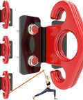 Kickass Wall Anchor For Resistance Bands With Secure Lock Rings and Quick Release Hooks, showing sturdy red hook and plate.