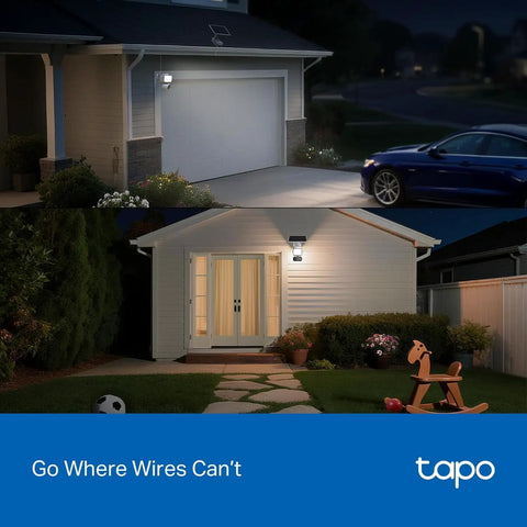 2K Outdoor Pan Tilt Floodlight Security Camera Battery Powered With Solar, 360 Degree AI Motion Tracking installed on houses