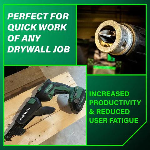 Your Go-To 18V MultiVolt Cordless Drywall Screw Gun Kit With Collated Magazine, shown on wooden surface, ergonomic grip visible.
